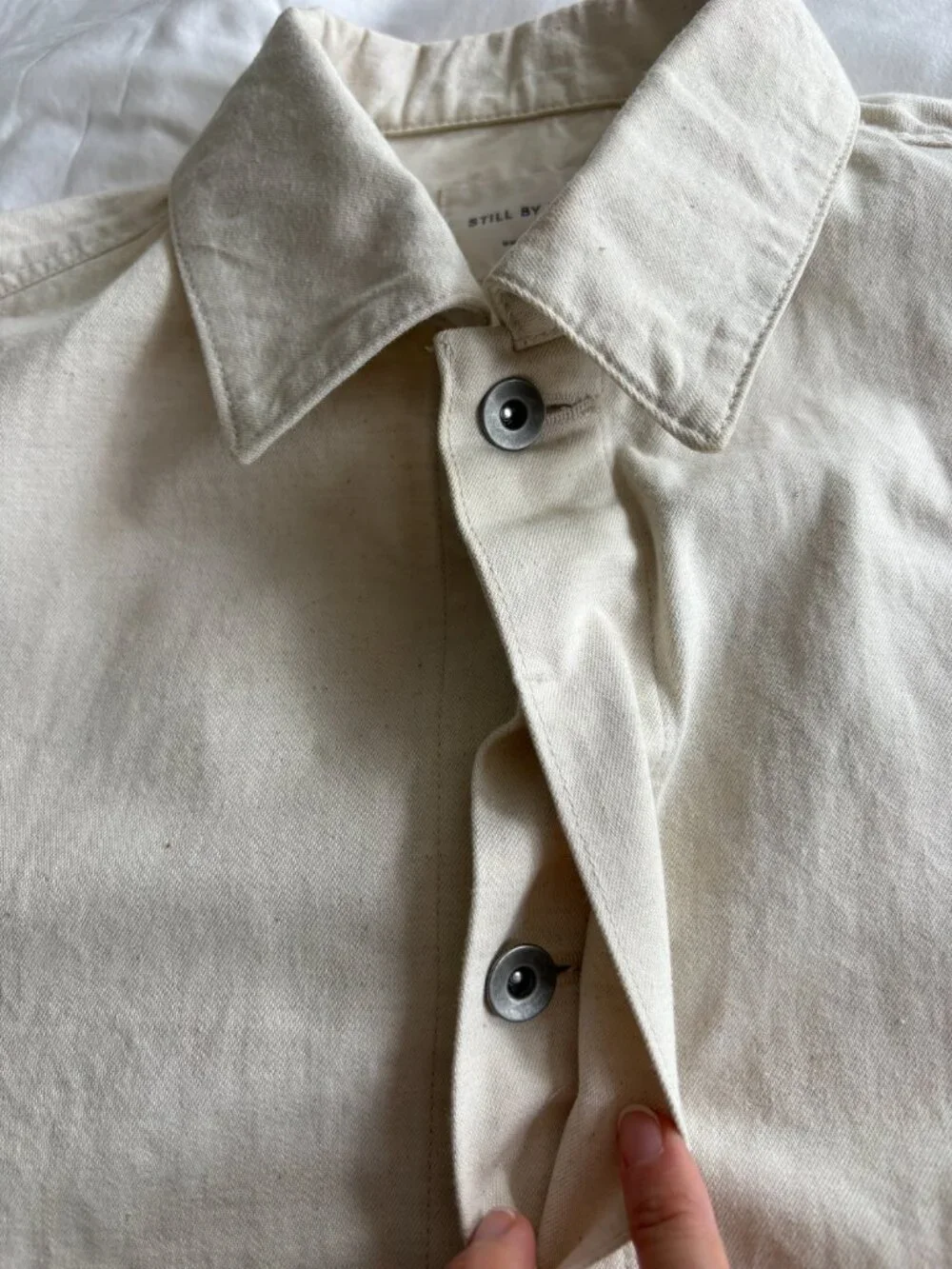 Still By Hand - Japanese Canvas White Chore Coat size 1